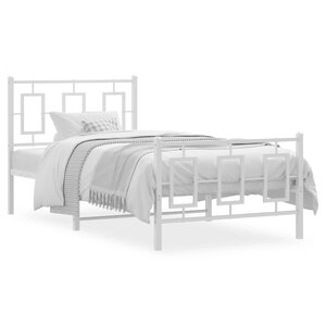 vidaXL Cadre de lit métal sans matelas avec pied de lit blanc 90x200cm