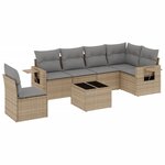 vidaXL Salon de jardin avec coussins 7 Pièces beige résine tressée