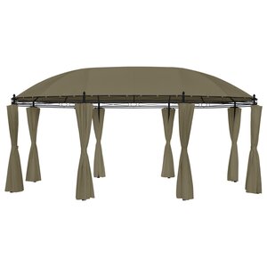 vidaXL Belvédère avec rideaux 520x349x255 cm Taupe 180 g/m²