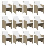 vidaXL Ensemble à dîner de jardin coussins 17 Pièces Résine tressée Beige