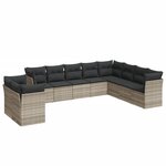 vidaXL Salon de jardin avec coussins 10 Pièces gris clair résine tressée