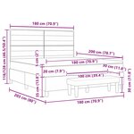 vidaXL Lit à ressorts avec matelas Gris foncé 180 x 200 cm tissu