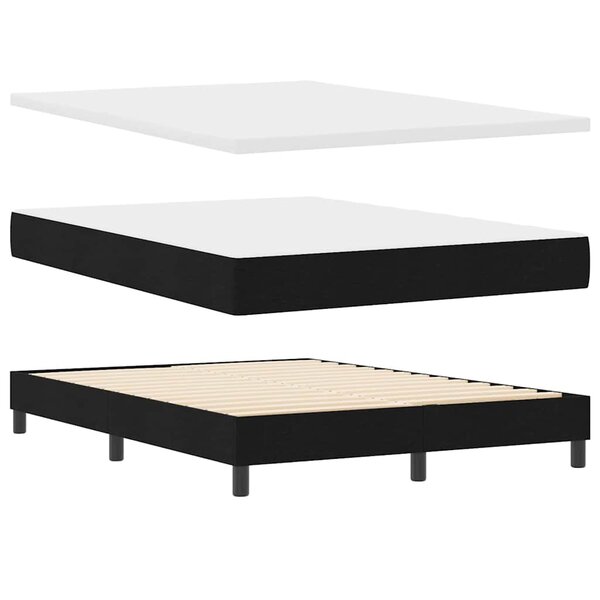vidaXL Lit à ressorts avec matelas Noir 140 x 190 cm tissu