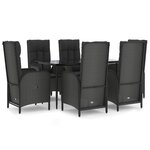 vidaXL Ensemble à manger de jardin coussins 7Pièces Noir Résine tressée