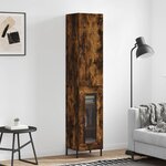 vidaXL Buffet haut Chêne fumé 34 5x34x180 cm Bois d'ingénierie