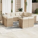 vidaXL Salon de jardin 11 Pièces avec coussins beige résine tressée