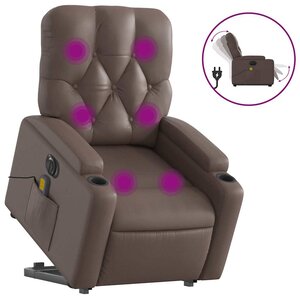 vidaXL Fauteuil inclinable de massage électrique marron similicuir