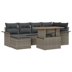 Ensemble de salon de jardin 7 pièces avec coussins gris poly rotin