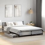 vidaXL Cadre de lit avec tiroirs sans matelas sonoma gris 140x200 cm