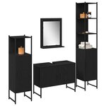 vidaXL Ensemble de mobilier de salle de bain avec étagère 4 Pièces Noir