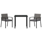 vidaXL Ensemble de salle à manger pour jardin 3 Pièces Gris Poly rotin