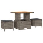 Ensemble de sofa de jardin 10 pièces avec coussins gris poly rotin acacia