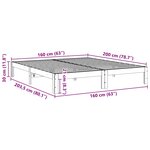 vidaXL Cadre de lit sans matelas blanc 160x200 cm bois de pin massif