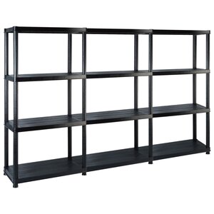 vidaXL Étagère de rangement à 4 niveaux Noir 183x30 5x130 cm Plastique