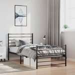 vidaXL Cadre de lit métal sans matelas et pied de lit noir 100x200 cm