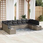 vidaXL Ensemble de canapé de jardin 10 Pièces Gris Poly rotin