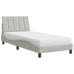 vidaXL Lit avec matelas Hanko gris clair 90x200 cm velours