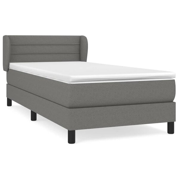 vidaXL Sommier à lattes de lit avec matelas Gris foncé 90x200 cm Tissu