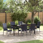 vidaXL Ensemble de salle à manger de jardin 7 pièces en rattan poly noir