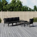 vidaXL Salon de jardin 7 Pièces avec coussins gris bambou acier