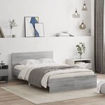 vidaXL Cadre de lit avec tête de lit sonoma gris 120x200 cm