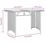 vidaXL Table de jardin avec dessus en verre beige 110x68x70 cm rotin
