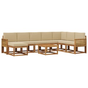 vidaXL Ensemble de canapés d'extérieur 9 pc Naturel et Beige