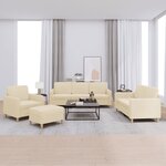 vidaXL Ensemble de canapés 4 Pièces avec coussins Crème Tissu