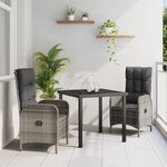 vidaXL Ensemble de salle à manger de jardin 3 pièces gris en rotin synthétique