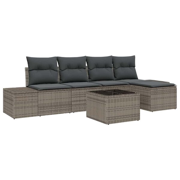 vidaXL Ensemble de canapé de jardin avec coussin 6 Pièces Gris clair