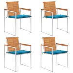 vidaXL Chaises de jardin lot de 4 avec coussins Bois d'acacia massif