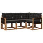 vidaXL Ensemble de canapés d'extérieur 4 pc Naturel et noir