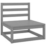 vidaXL Canapés centraux de jardin coussins2Pièces Gris Bois de pin massif