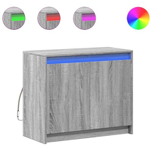 vidaXL Buffet avec LED sonoma gris 72x34x61 cm bois d'ingénierie
