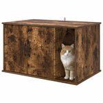 vidaXL Maison pour chat Chêne fumé 85 x 55 x 50 cm Bois d'ingénierie