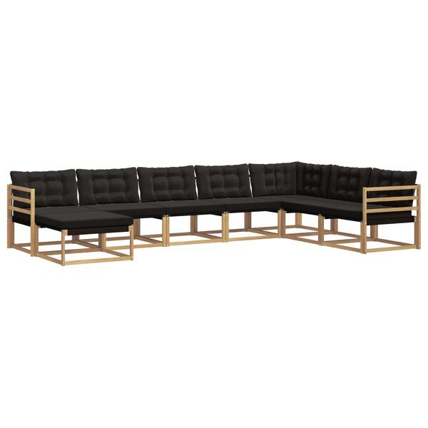 vidaXL Ensemble de canapés d'extérieur 8 Pièces Blanc et noir