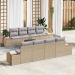 vidaXL Ensemble de canapé de jardin 9 Pièces Beige Poly rotin