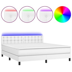 vidaXL Sommier à lattes de lit avec matelas et LED Blanc 180x200 cm