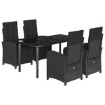 vidaXL Ensemble à manger de jardin coussins 5Pièces Noir Résine tressée