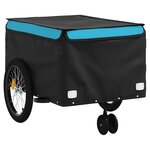 vidaXL Remorque de vélo noir et bleu 45 kg fer
