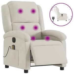 vidaXL Fauteuil inclinable de massage électrique crème velours