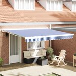 vidaXL Store rétractable manuel Bleu et Blanc 350x250 cm