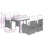 vidaXL Ensemble à manger de jardin coussins 5Pièces Noir Résine tressée