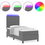 vidaXL Lit Ensemble avec Matelas & Lumière LED Gris Clair 80x200 cm Tissu Côtelé