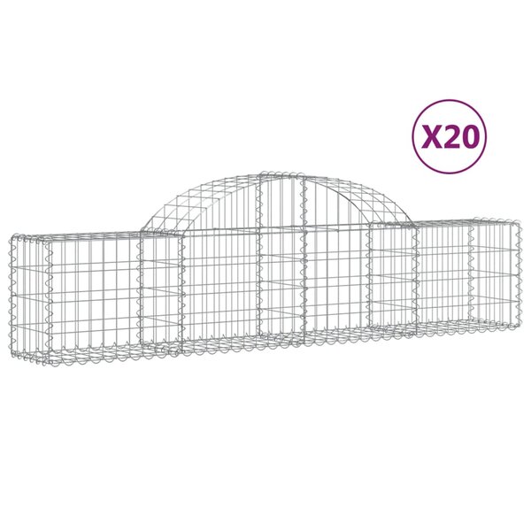 vidaXL Paniers à gabions arqués 20 Pièces 200x30x40/60 cm Fer galvanisé