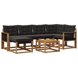 vidaXL Ensemble de canapés d'extérieur 7 pc Naturel et noir