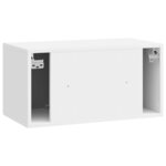vidaXL Meuble TV mural Montage mural Blanc brillant 59 5 x 31 x 30 cm