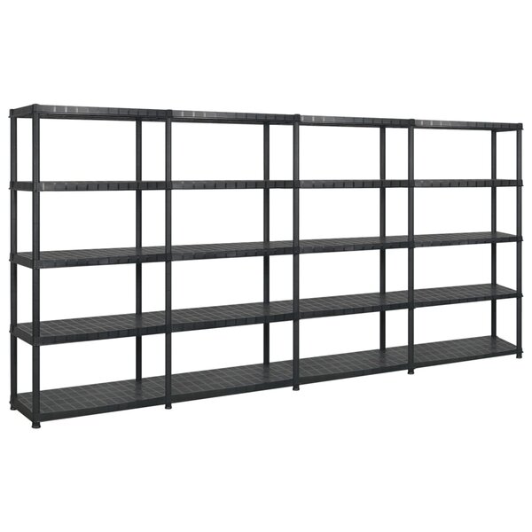 vidaXL Étagère de rangement à 5 niveaux Noir 366x45 7x185 cm Plastique