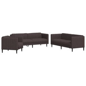 vidaXL Ensemble de canapés 3 Pièces marron foncé tissu
