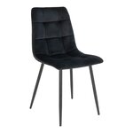 2 chaises de salle à manger en velours polyester noir avec pieds noirs